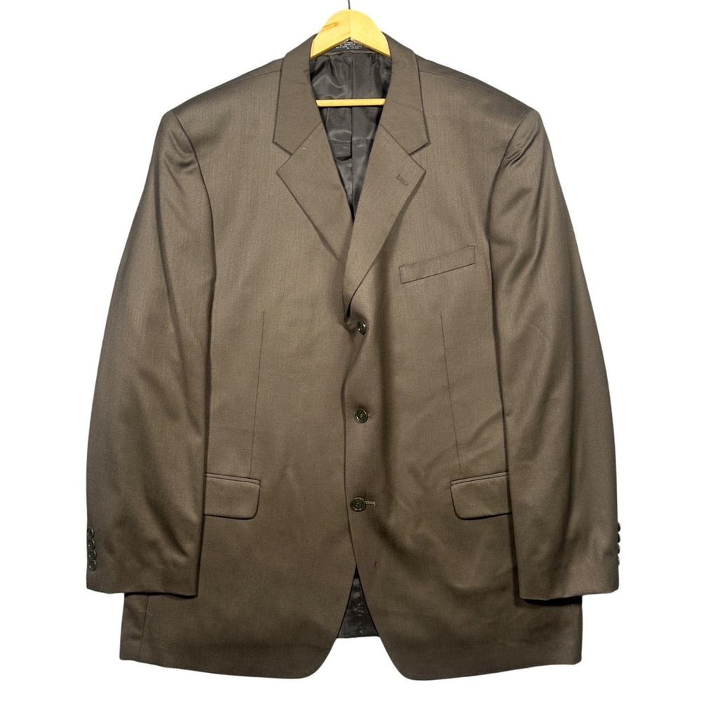 Vintage Albert Nipon Blazer Mens 48L Brown Wool Blend‎ 3-Button Sport Coat